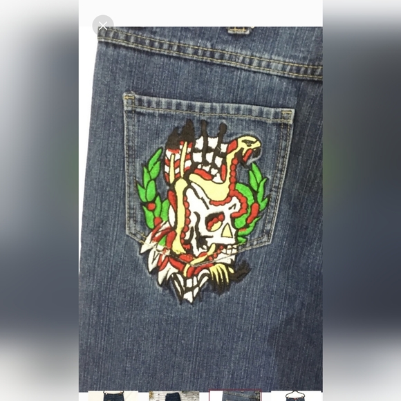 Ed Hardy by Christian Audigier skull head jeans - Picture 2 of 4